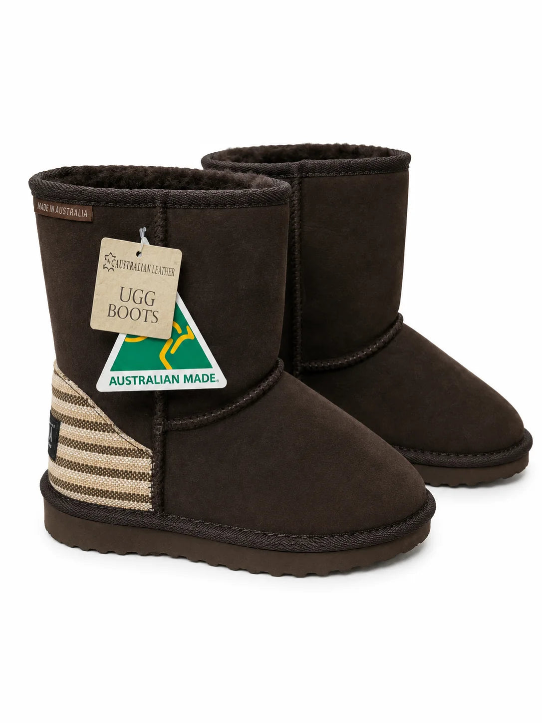 Australian Leather Ugg Mini Stripe Uggs - Chocolate - AU4