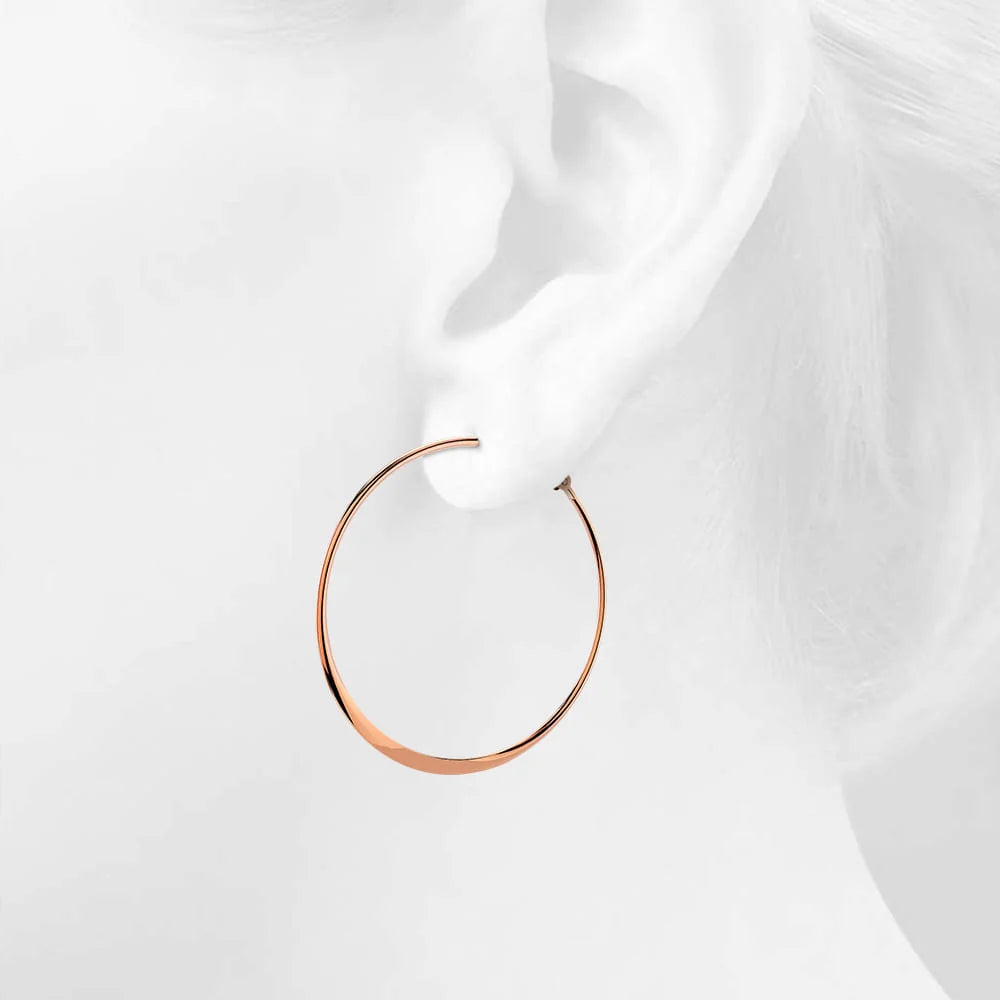 Bullion Gold Semi Flattened Hoop Earrings 50mm