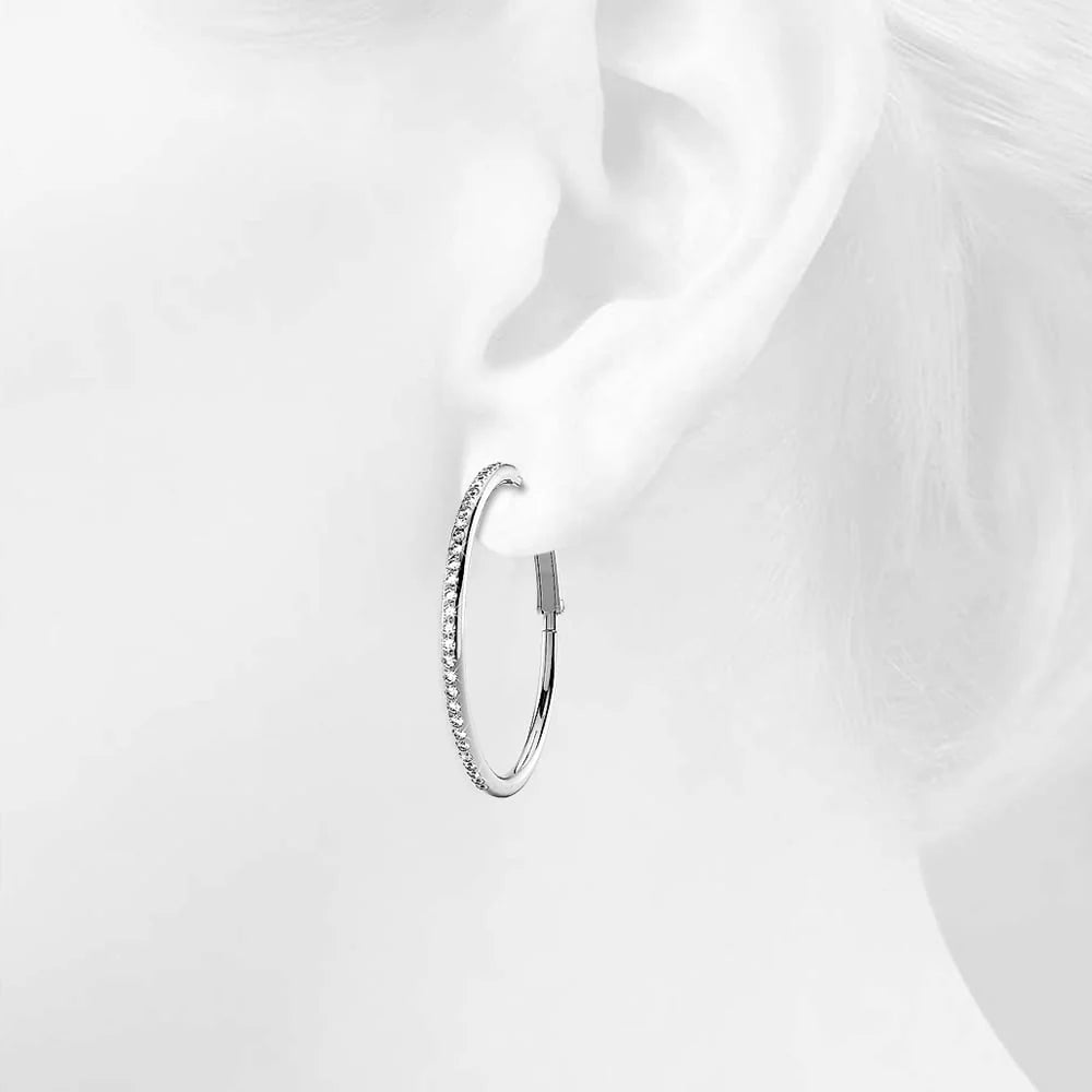 Krystal Couture Endless Hoop Earrings Embellished with SWAROVSKI Crystals in White Gold