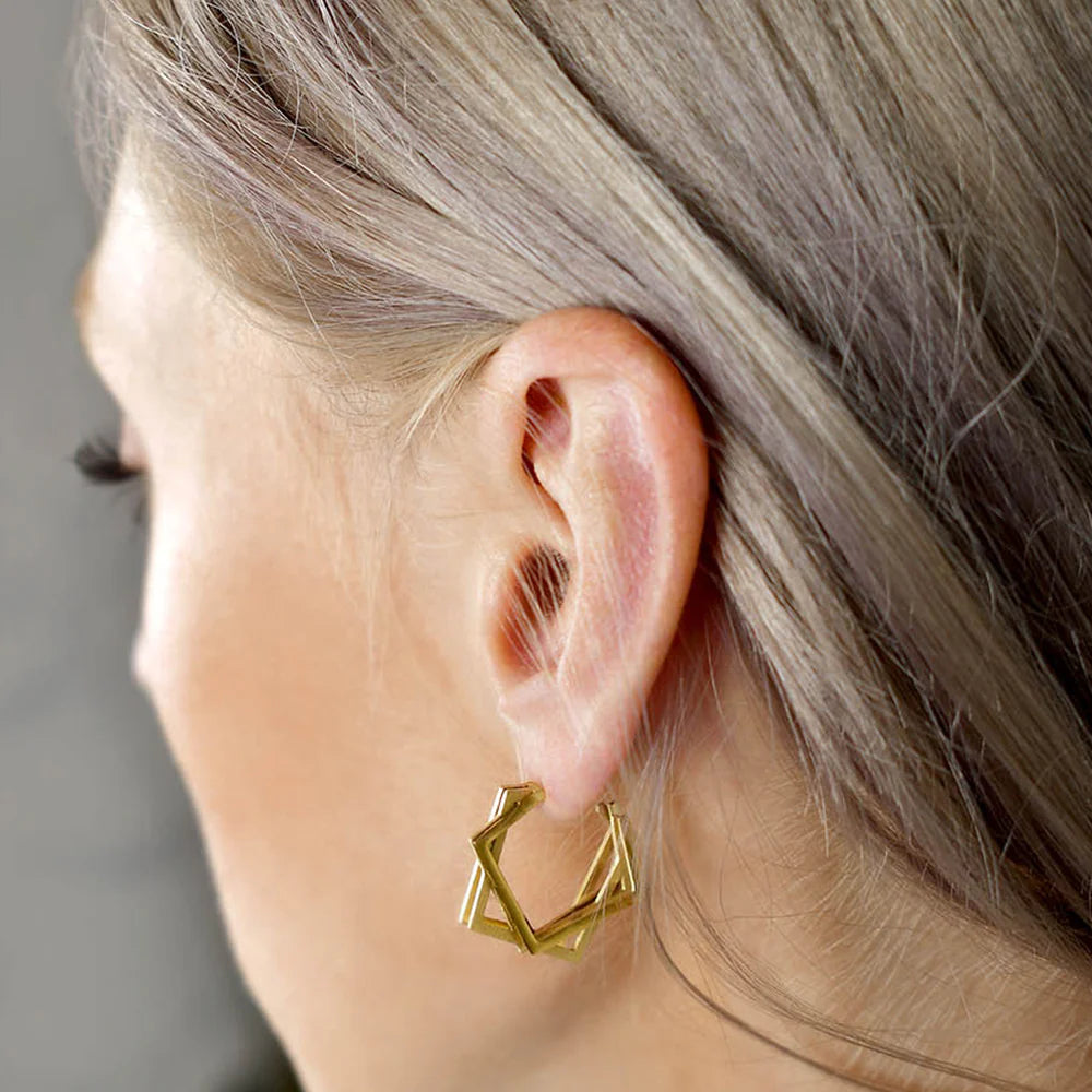 Bullion Gold Aligania Hoop Gold Layered Earrings
