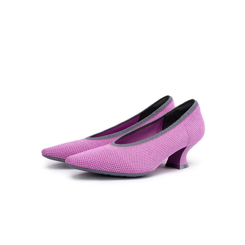 Modish Slip-On Block Heel Pumps - Fuchsia