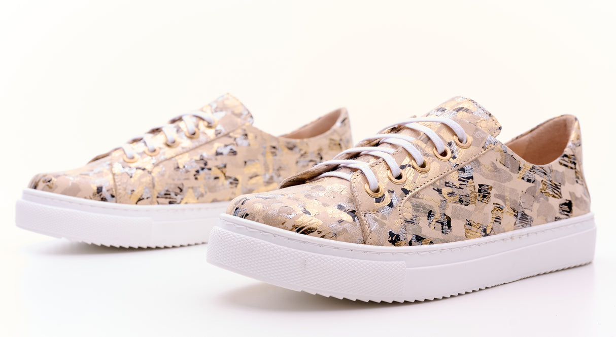 Bosccolo Womens Sneakers - Beige/Gold