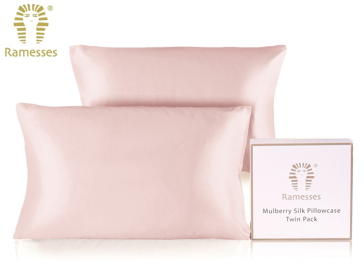Ramesses Mulberry Silk Pillowcase Twin Pack - Rose Pink