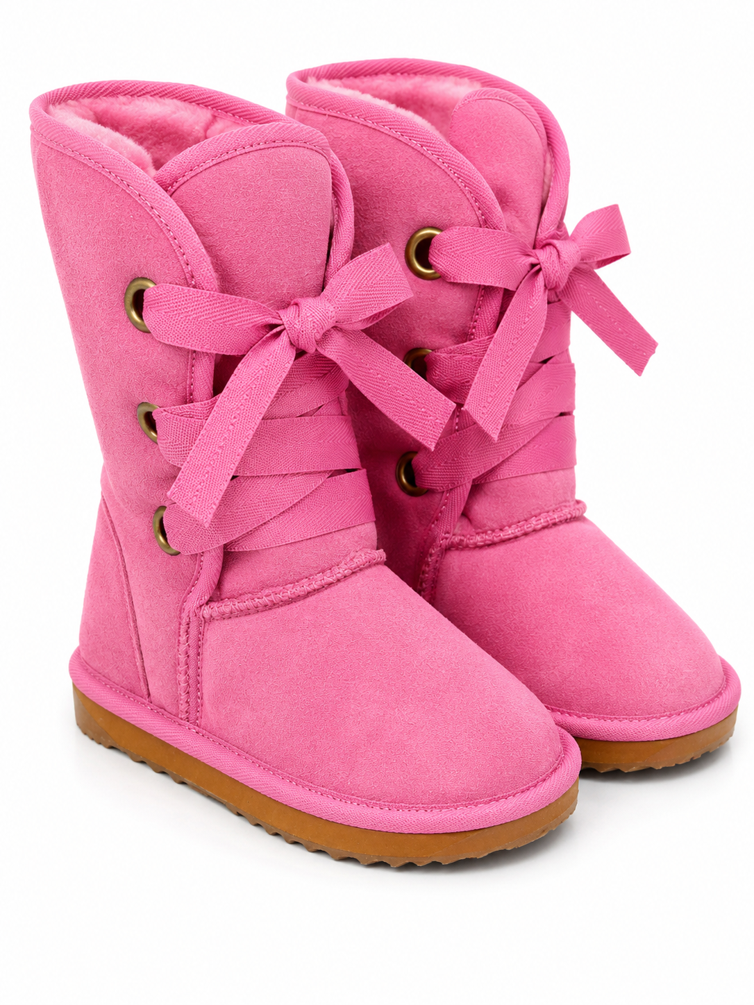 Australian Leather Ugg Kids Lace Up Tall - Pink - AU5