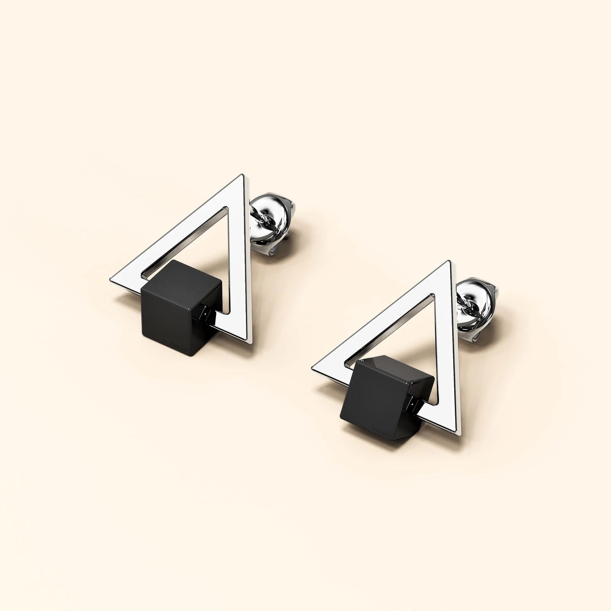 Bullion Gold Modern Geometric Style Stud Earrings Circles White Gold
