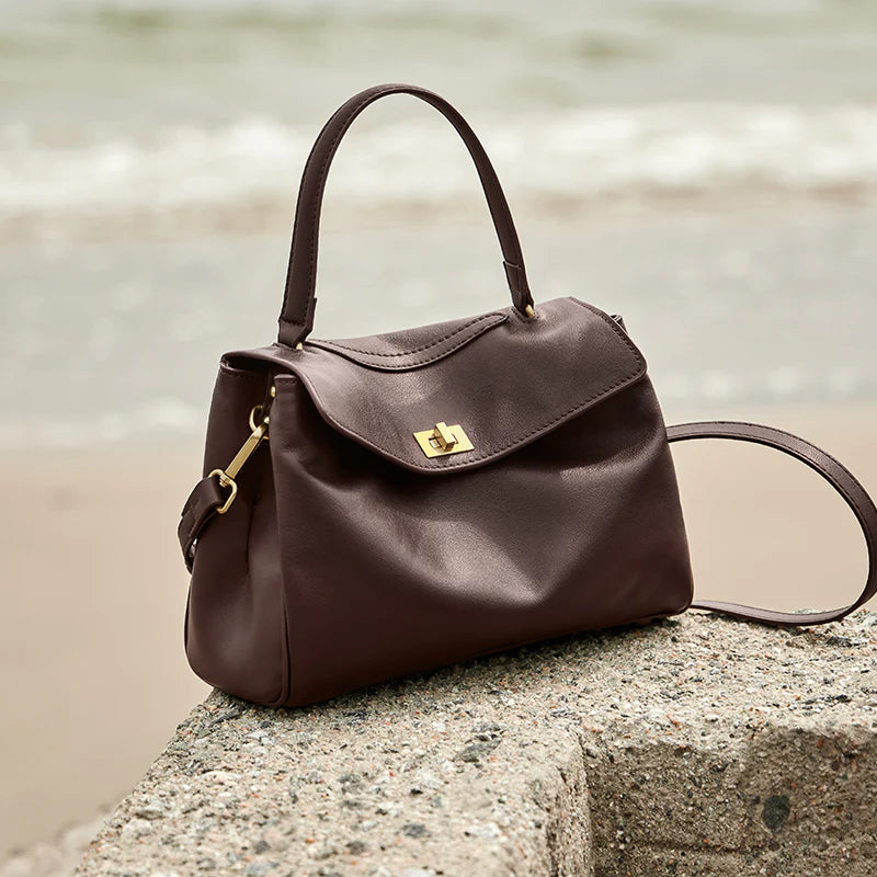 Nalandu Cloud Leather Satchel Bag - Chocolate