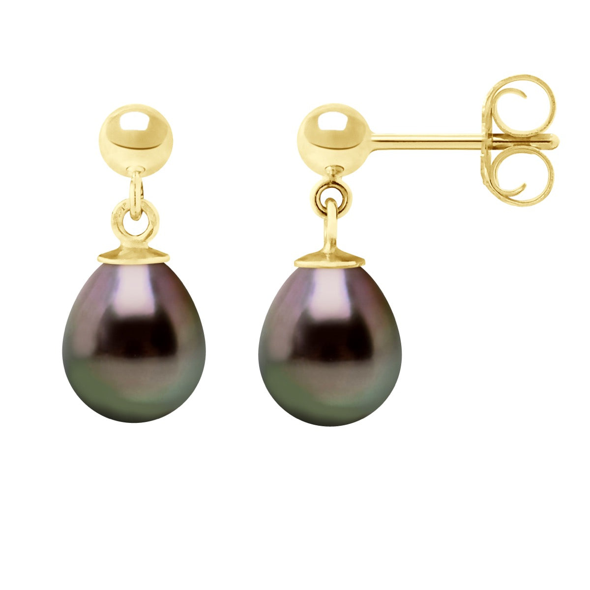 Earrings Real Cultured Tahiti Pearls Pear 8-9 mm - Longueur 42 cm
