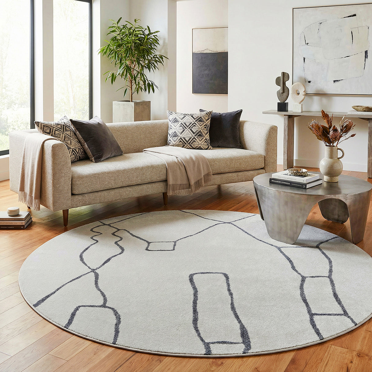 Paradise Amy Grey Round Rug