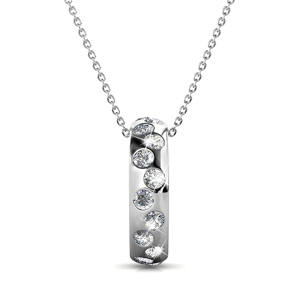 Krystal Couture Ecliptic Pendant Necklace in White Gold Adorned with SWAROVSKI Crystals