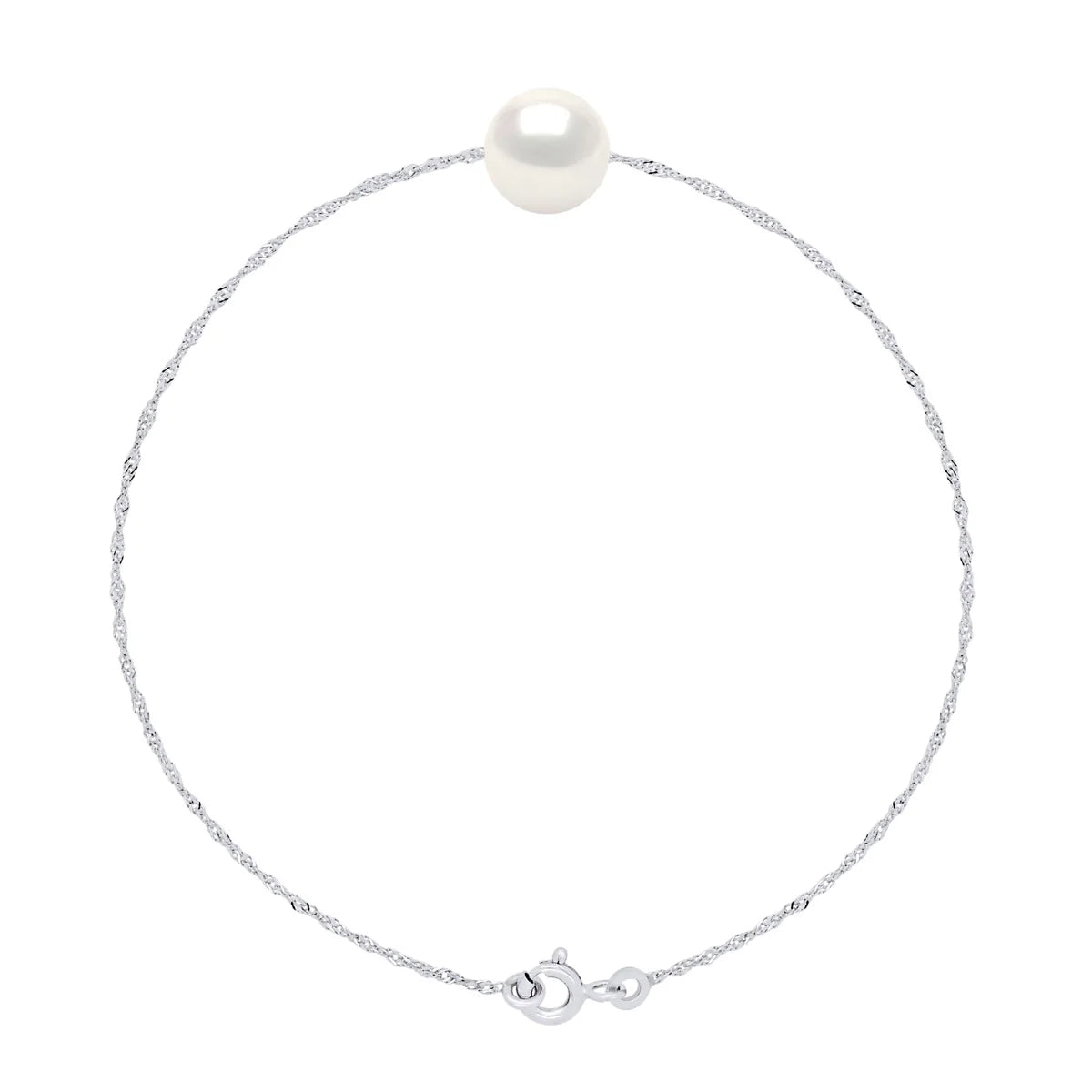 Manufacture Royale Bracelet Freshwater Pearl White Sterling Silver 9-10mm Singapore Chain