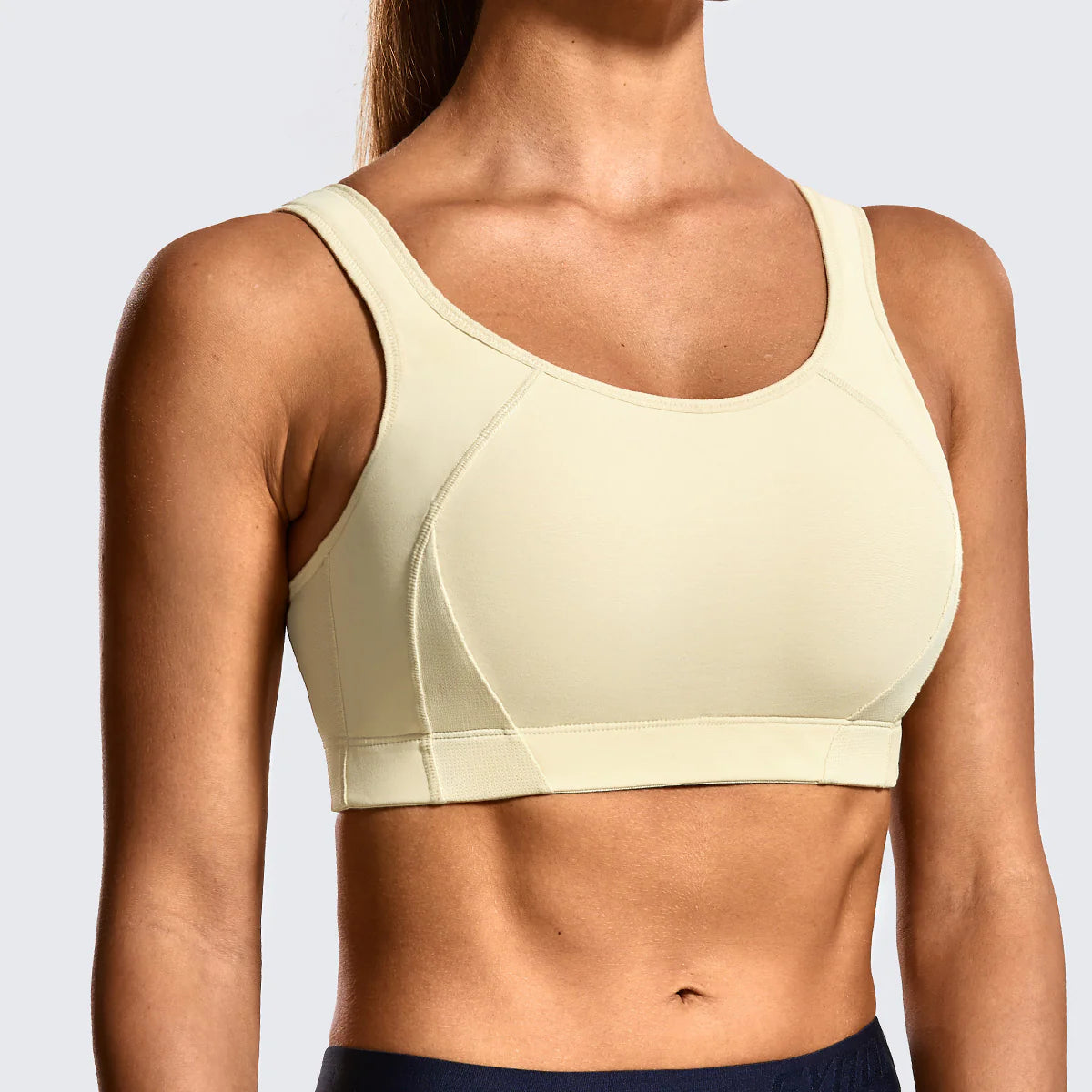 Quick Dry High Impact Padded Wireless Sports Bra - Beige
