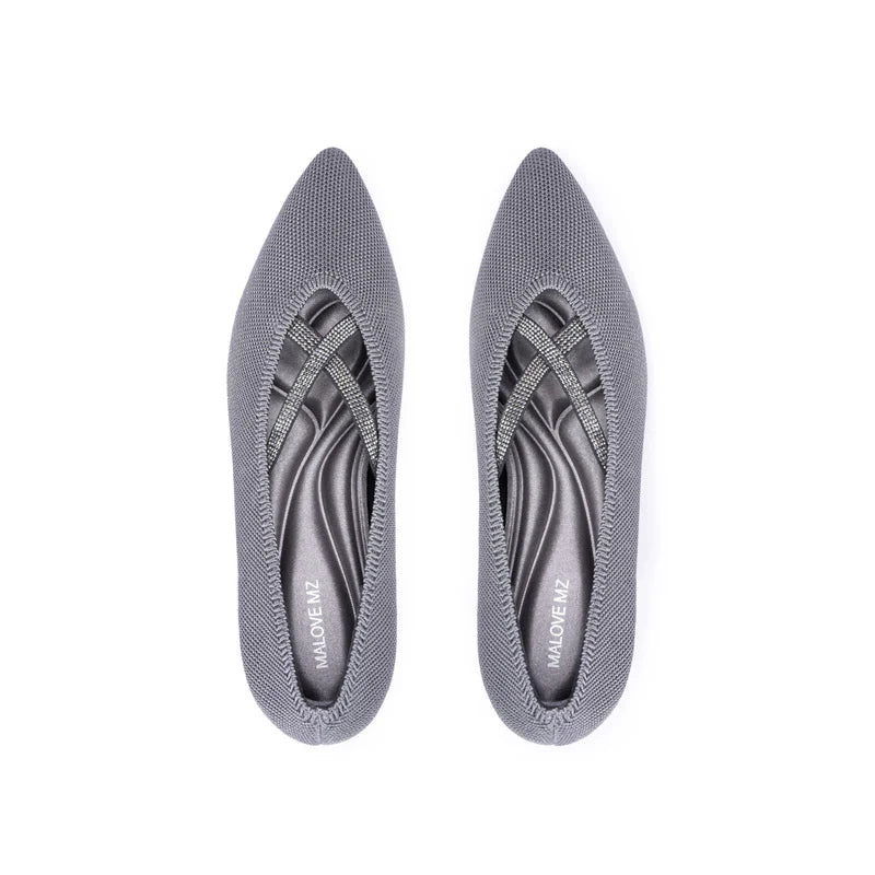 Countess Cross-Strap Kitten Heels - Grey