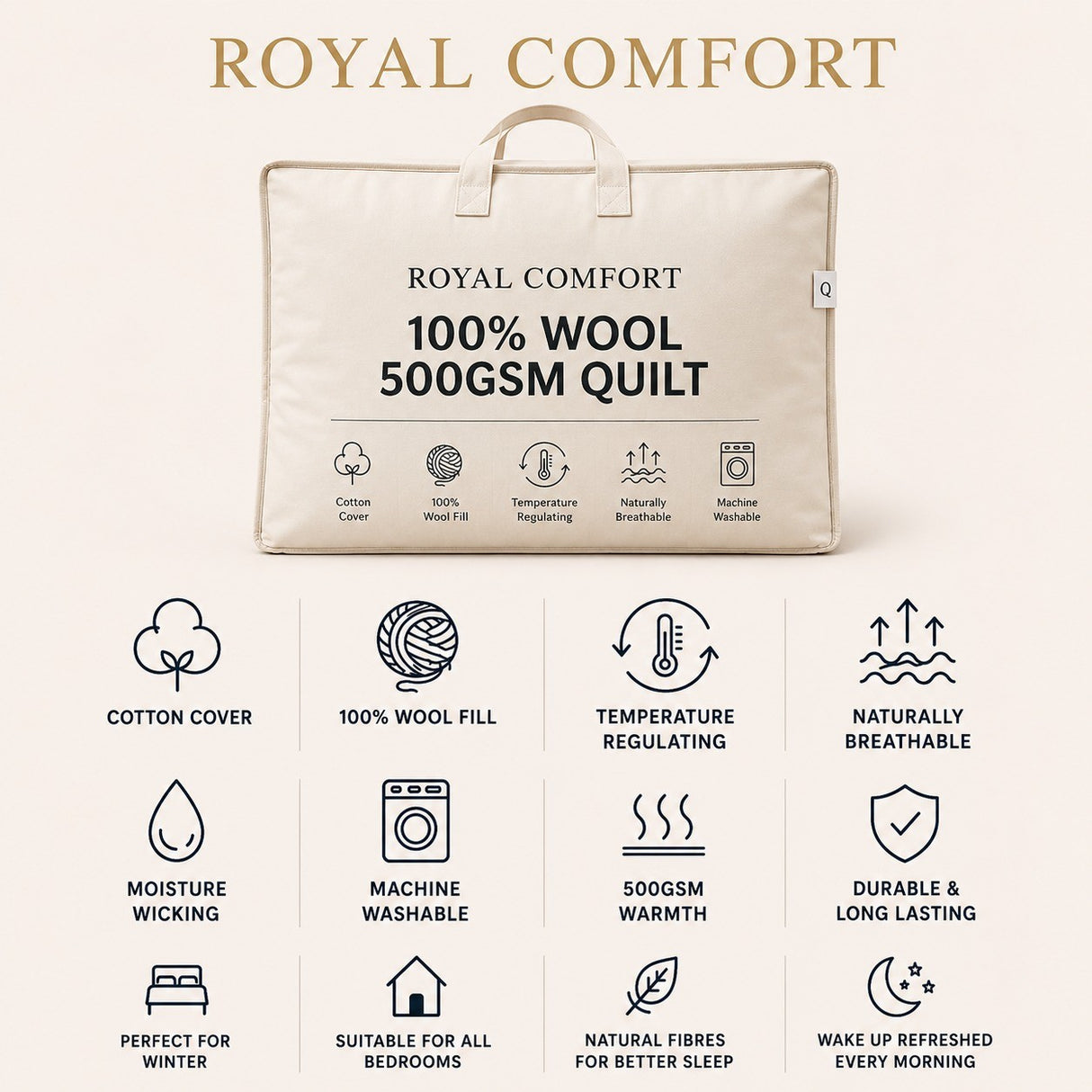 Royal Comfort 500GSM WOOL Quilt