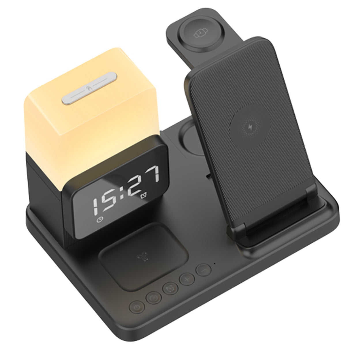 TODO Wireless Phone Charger Alarm Clock LED Lamp 15W Fast Charge Earphone Watch Charge
