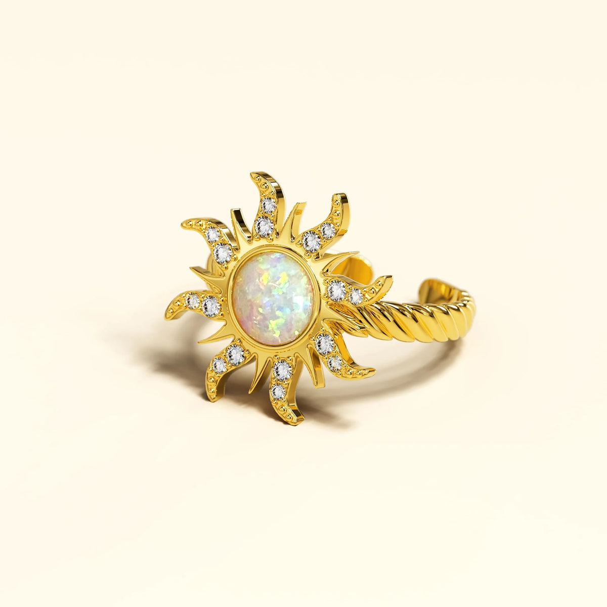 Bullion Gold Adjustable Celestial Opal Sun Ring