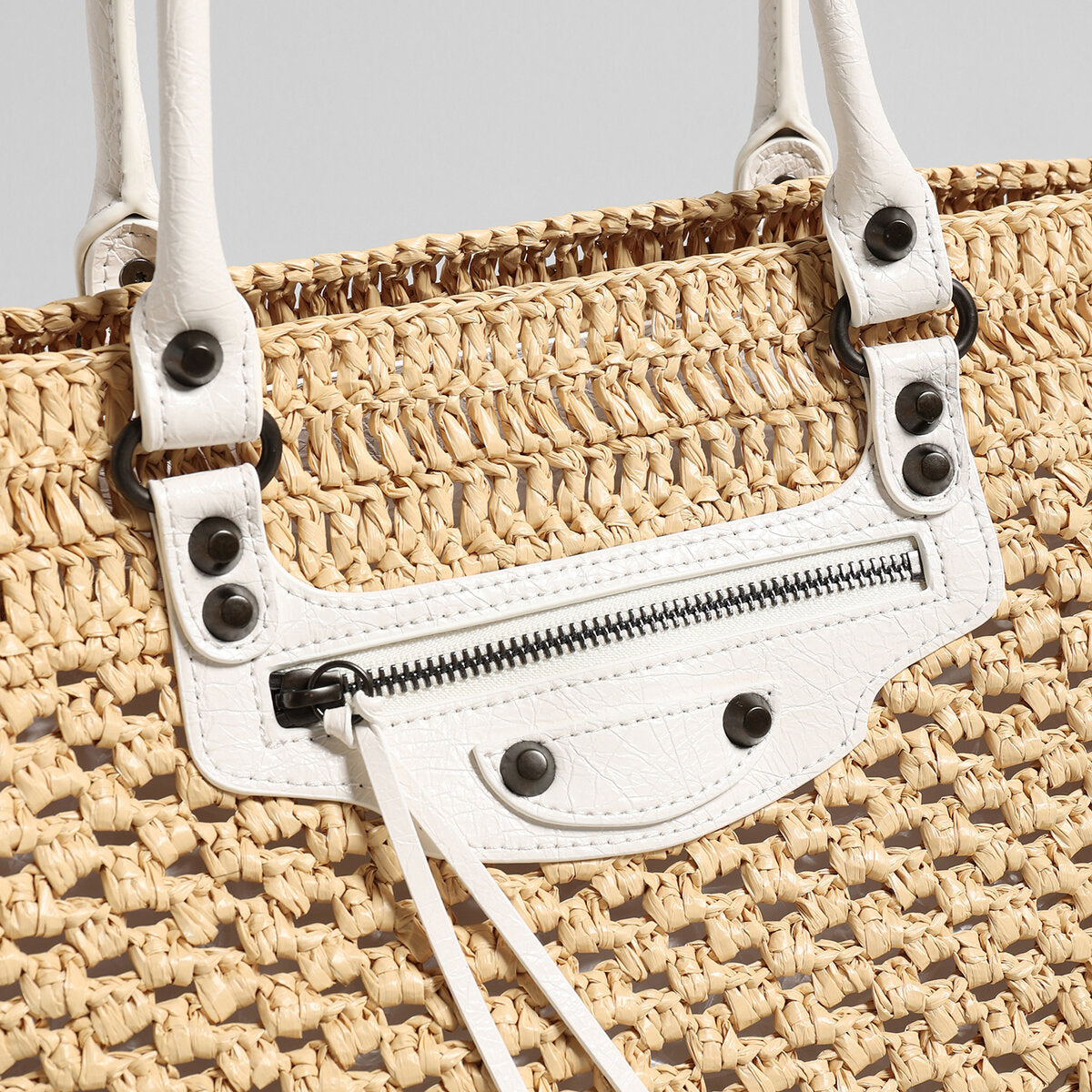 Handwoven Raffia Tote Bag - Ivory