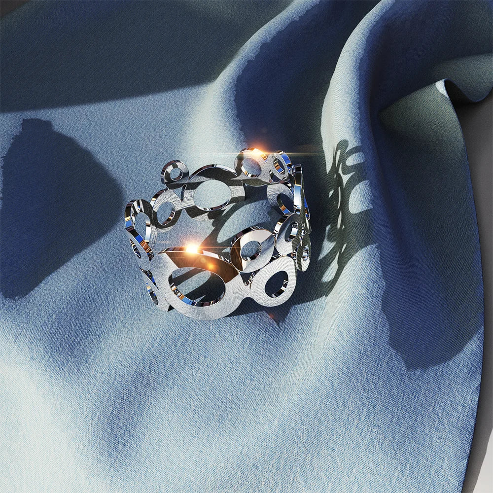 Solid 925 Sterling Silver Intertwining Bubbles Ring