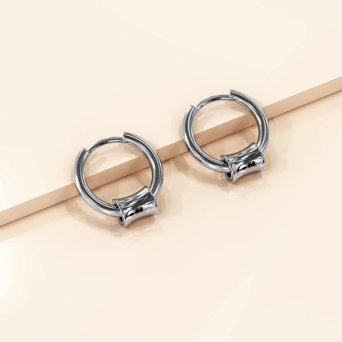Bullion Gold Round Hoop White Gold Layered Earrings