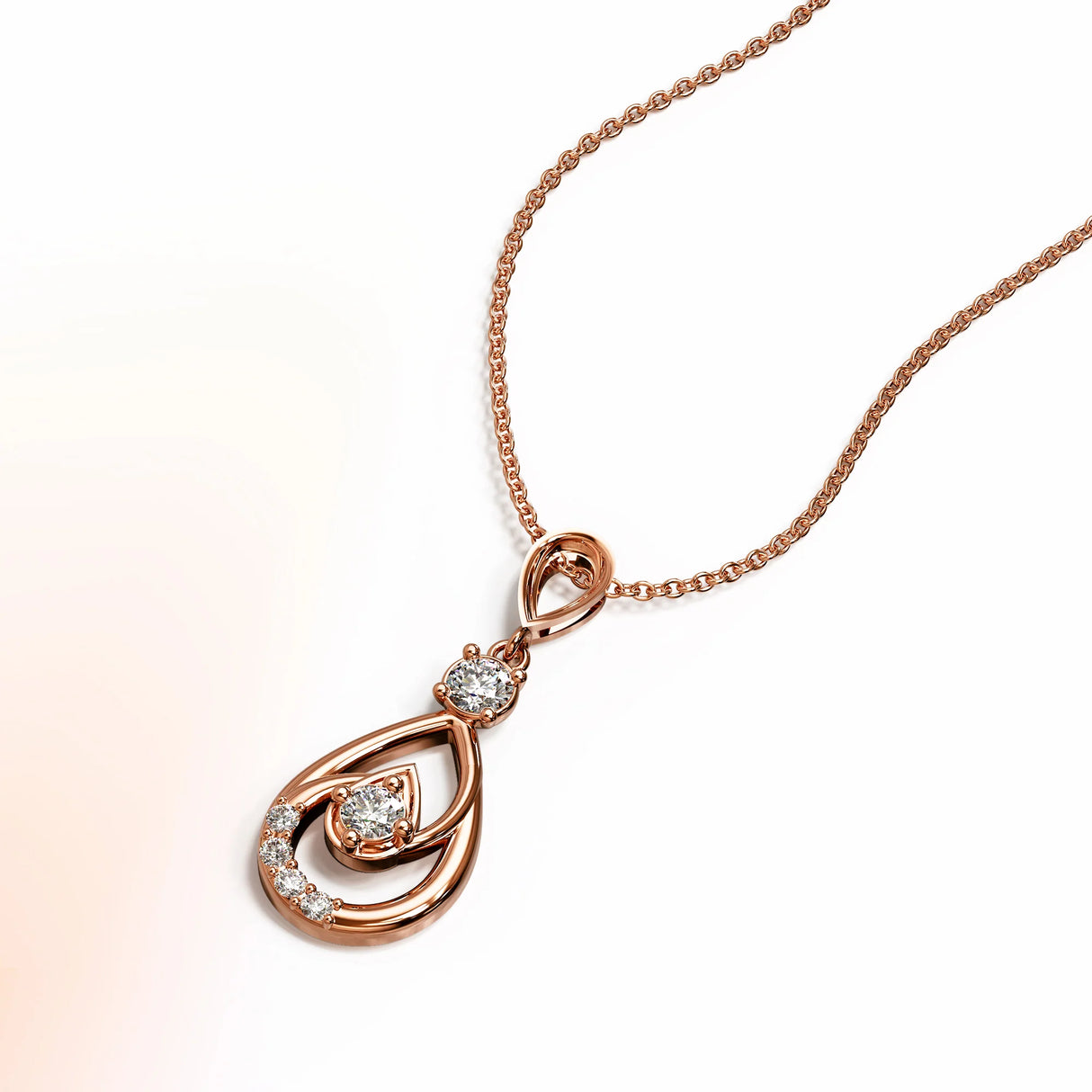 Krystal Couture Periwinkle Teardrop Necklace Embellished with Crystals from Swarovski in Rose Gold