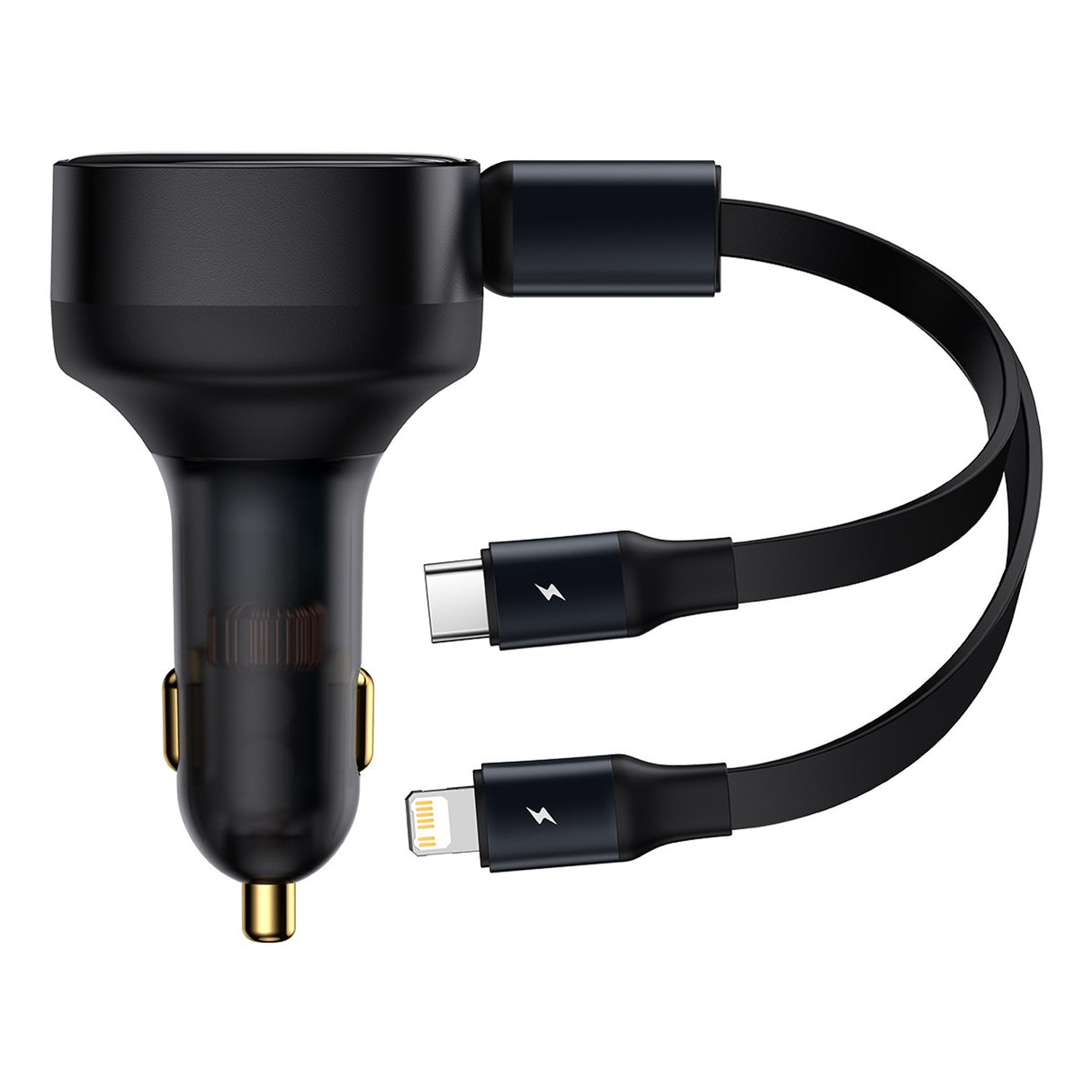 Baseus 30W Fast Charging Retractable 2-in-1 Car Charger Type-C iP Pin 12-24V 3.5A