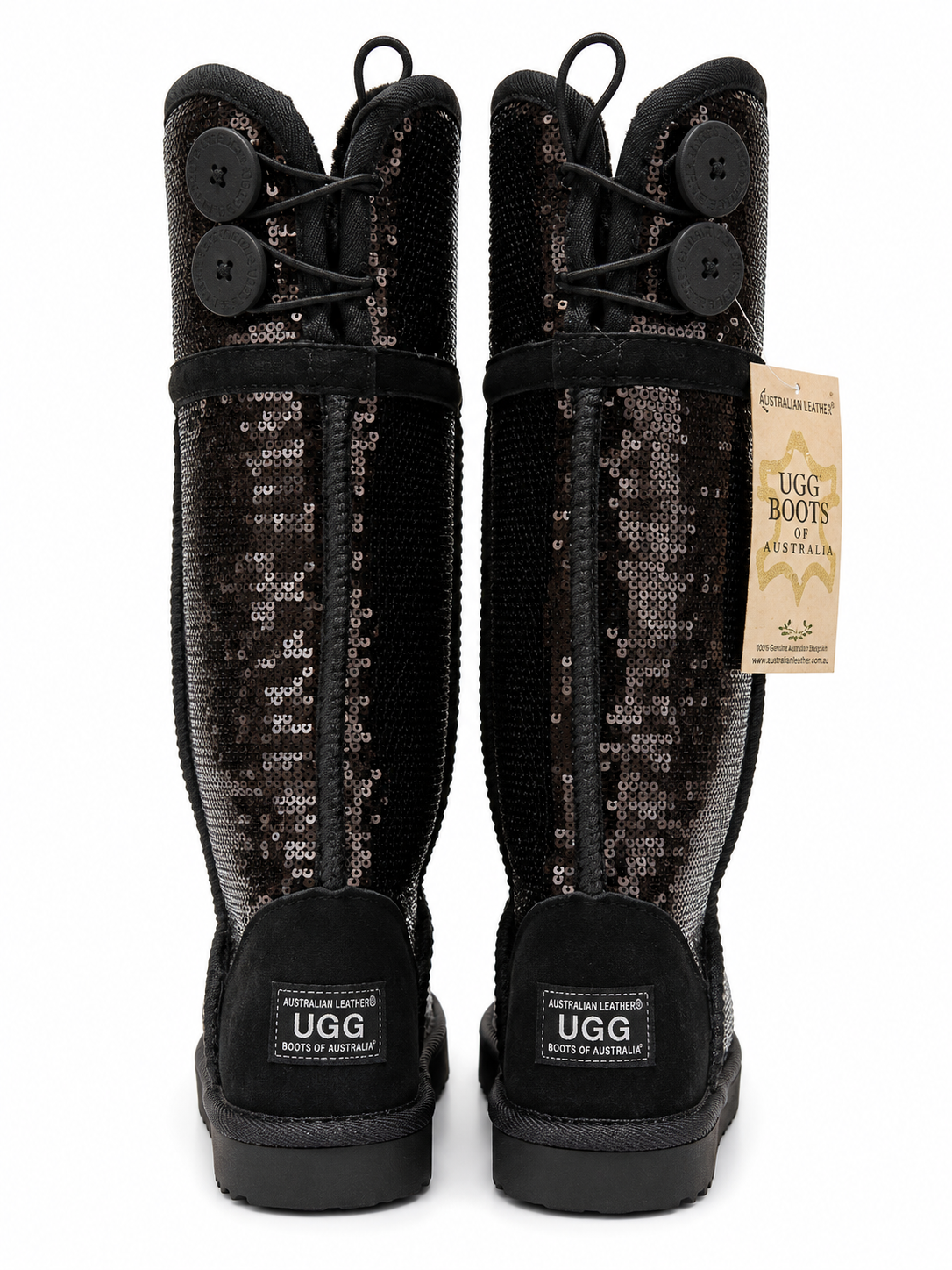 Australian Leather Ugg Long Sequin - Black - AU5