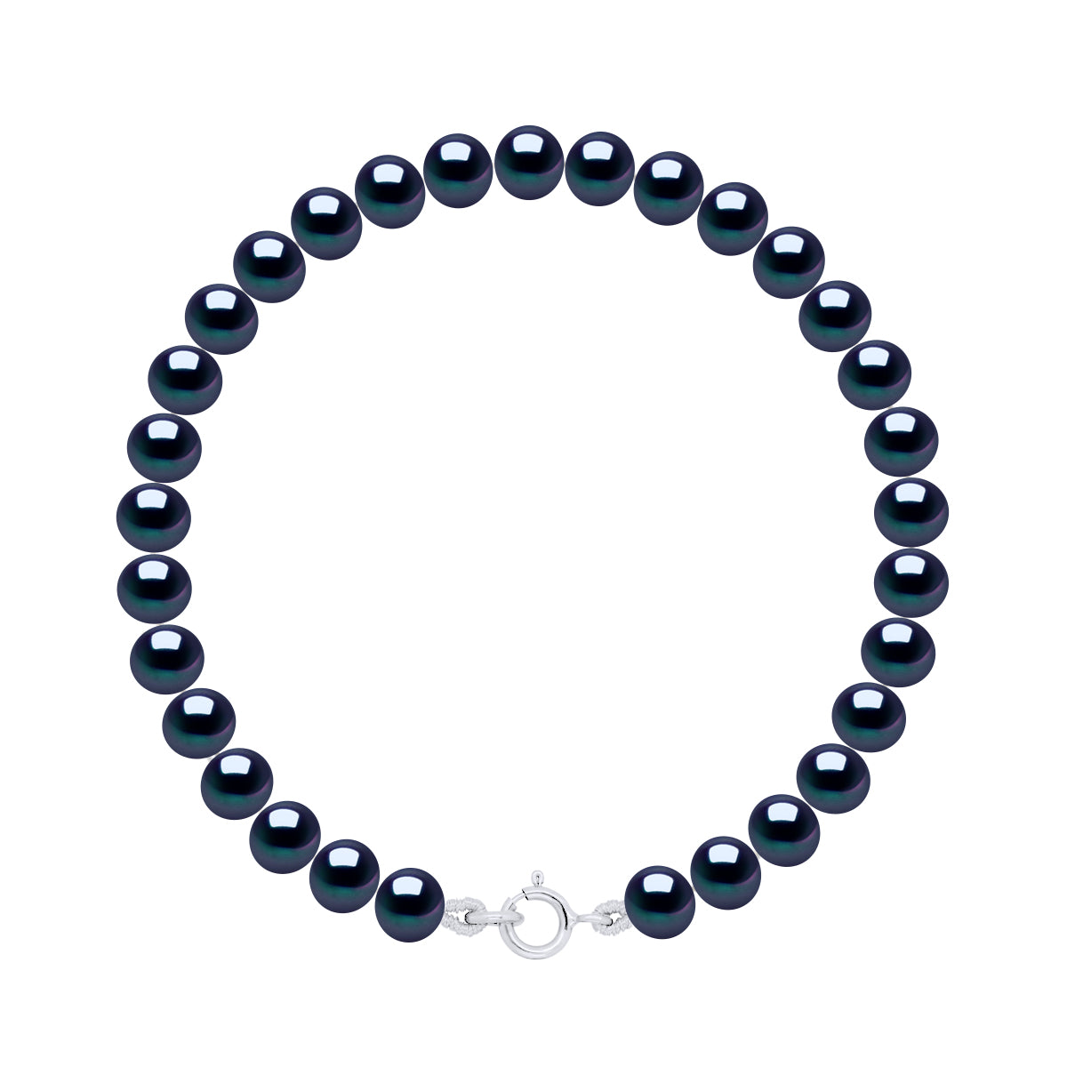 Bracelet of Real Cultured Freshwater Pearls Semi Round 5-6 mm - Black Tahiti - Longueur 18 cm