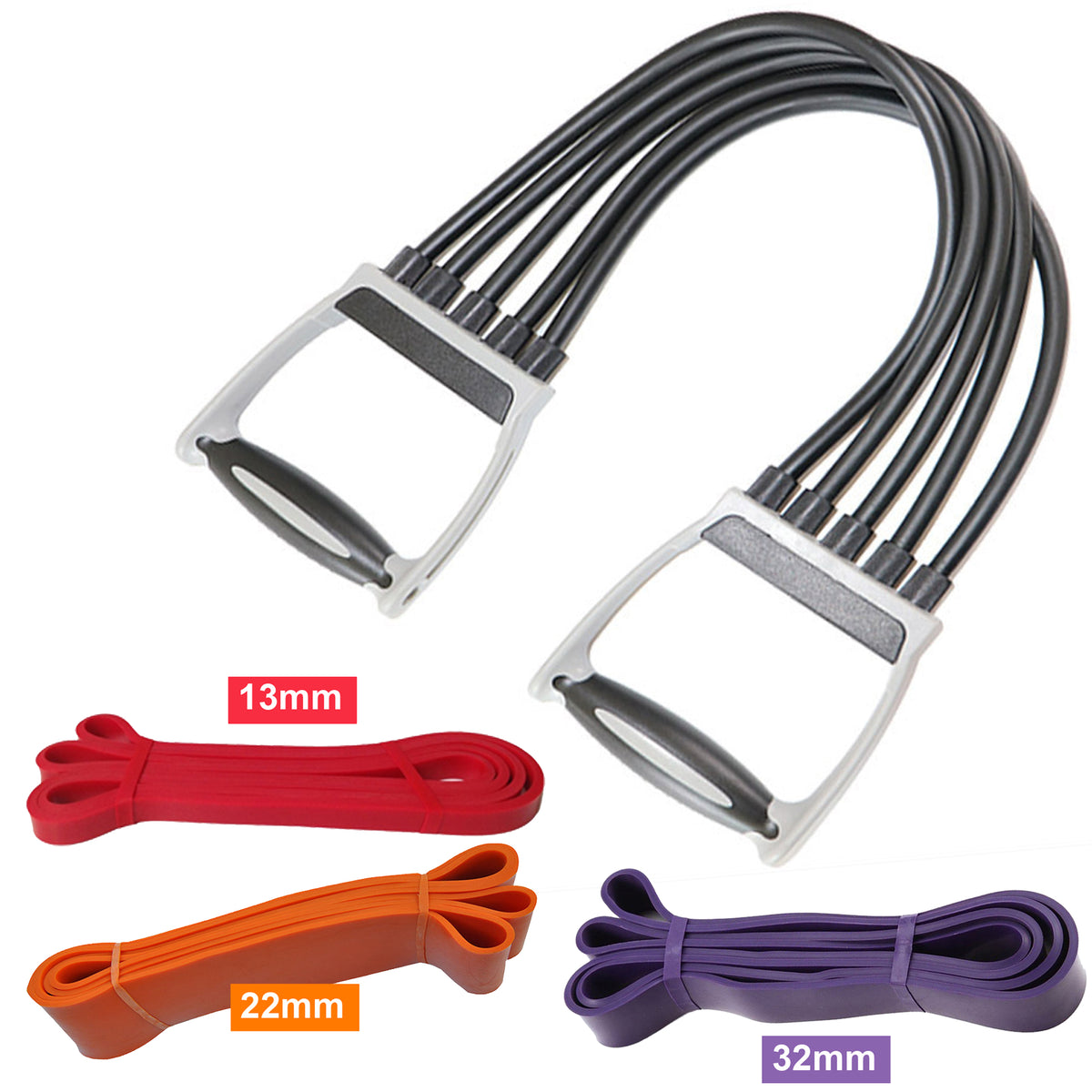 Heavy Duty Resistance Bands 4 Pc Set Gym Strength Trainer Exercise 6-100kg Resistance