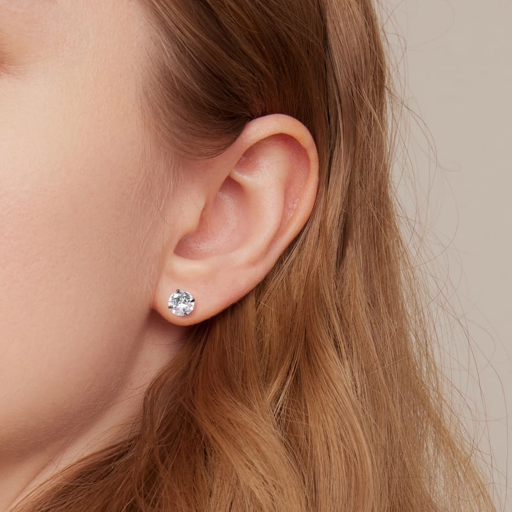 Solid 925 Signature Silver Mary Anne Crystal Stud Earrings In Black Gold