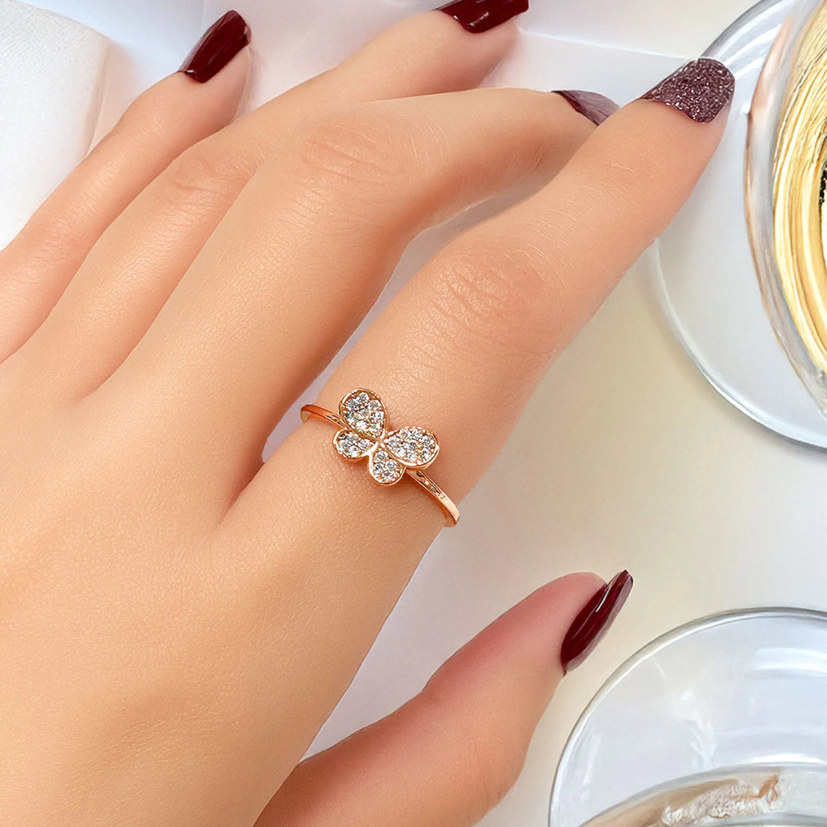 Bullion Gold Butterfly CZ Ring