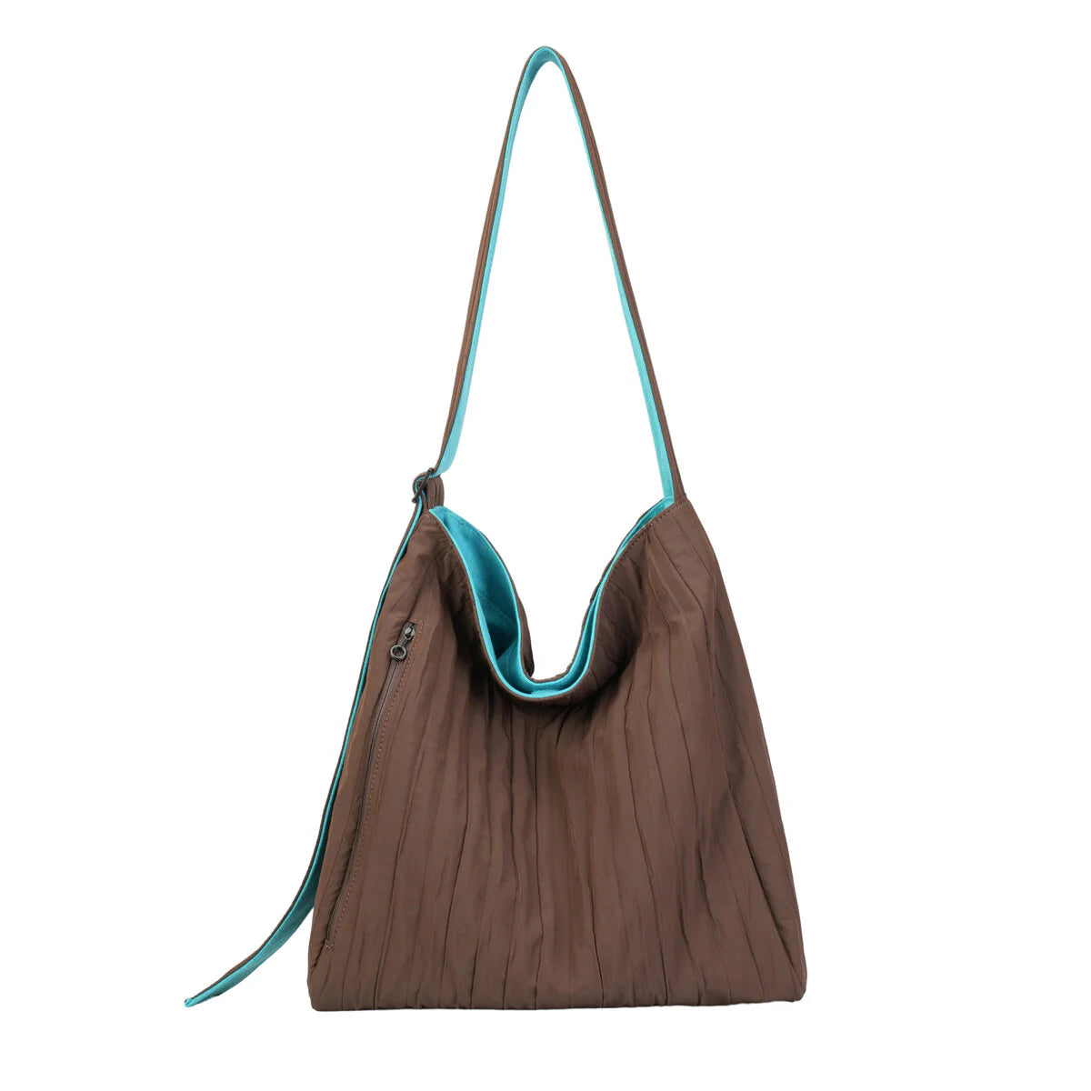 BAMEI Reversible Pleated Laptop Tote Bag - Coffee