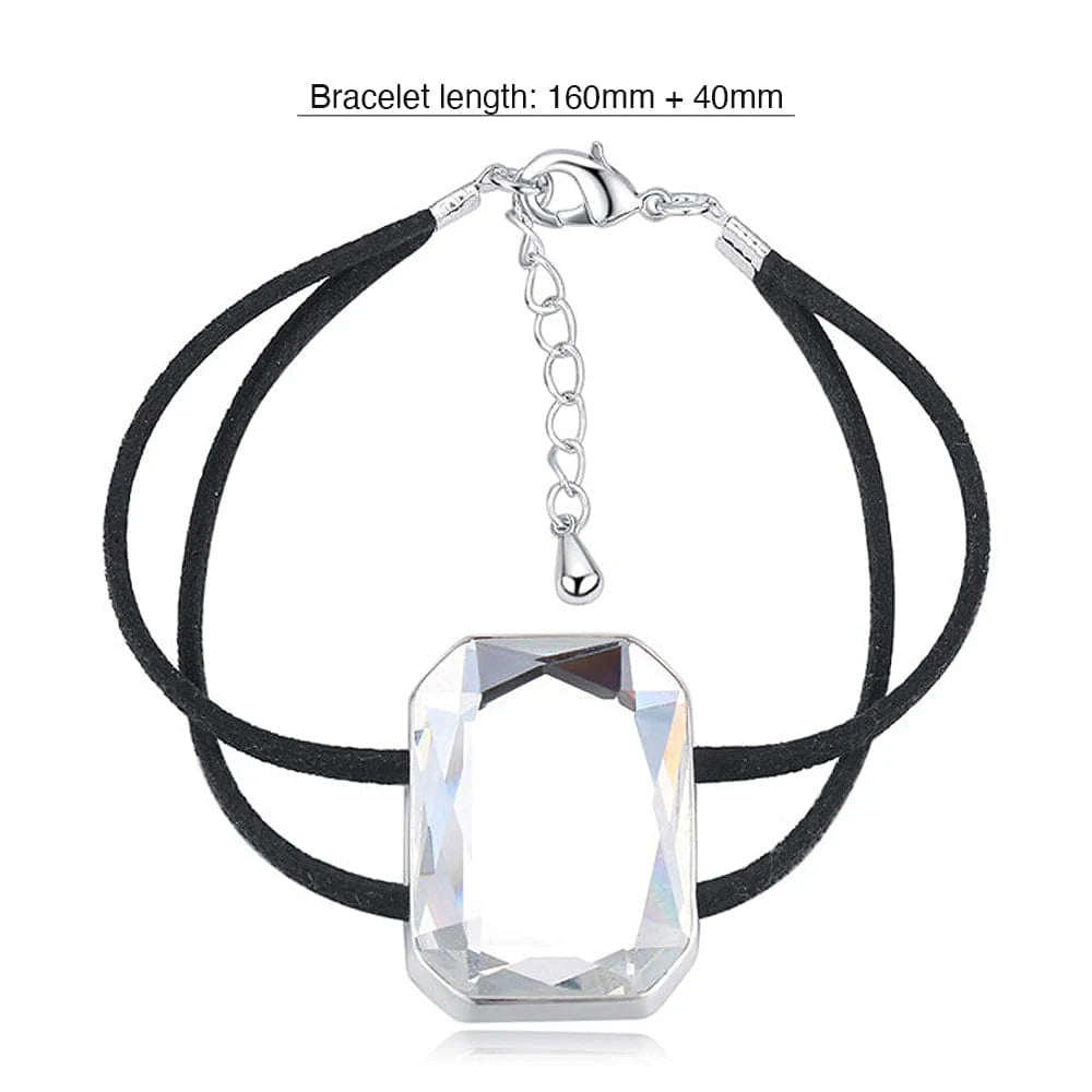 Krystal Couture Emerald-Cut Crystal Double Strap Bracelet Embellished with Swarovski Crystals