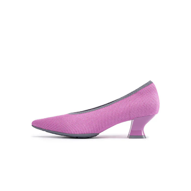 Modish Slip-On Block Heel Pumps - Fuchsia