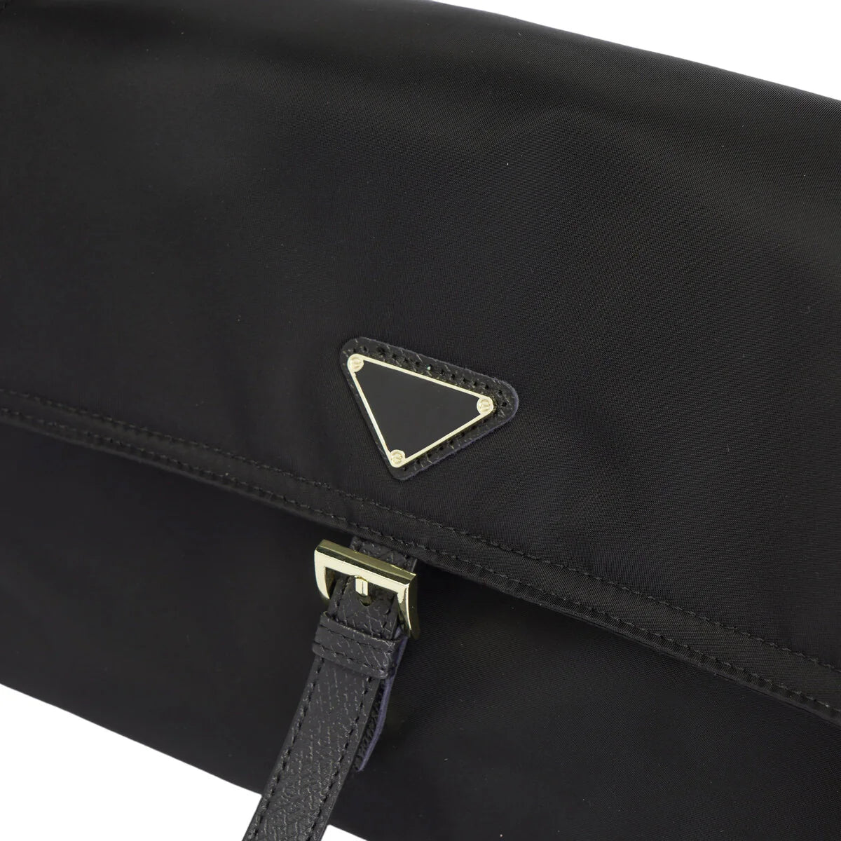 BAMEI Water-Resistant Ballistic Nylon Messenger Bag with Leather Buckle - Black