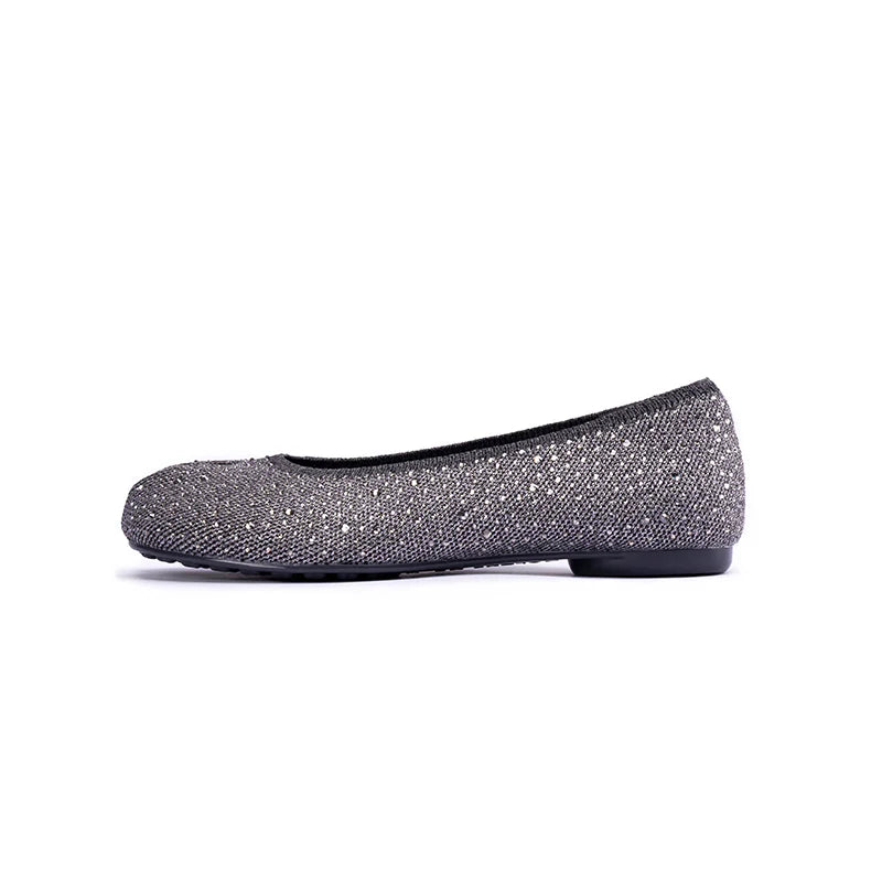 Glam Rhinestone Split Toe Flats - Grey