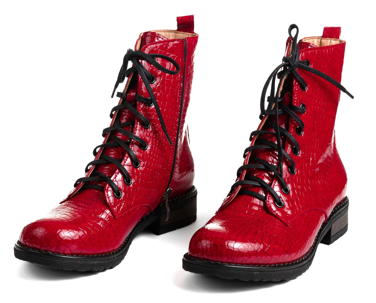 Bosccolo Womens Boots - Red Crocodile