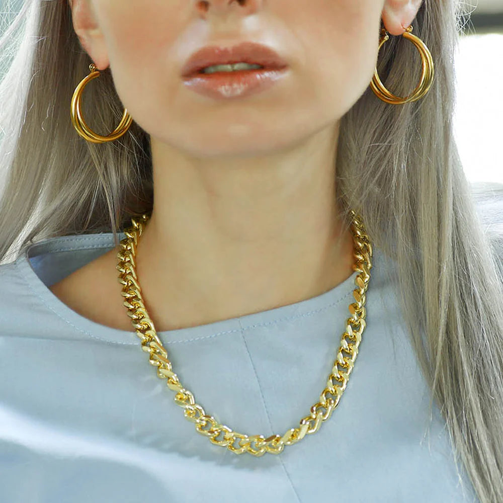 Bullion Gold Subtle Hoop Gold Layered Earrings