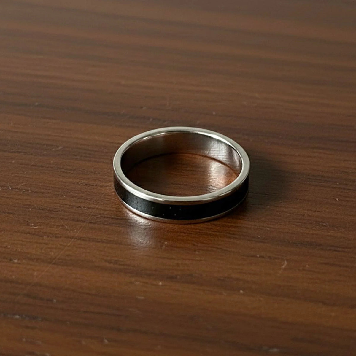 Bullion Gold Ceres Timeless Ring Black Enamel Ring in Silver