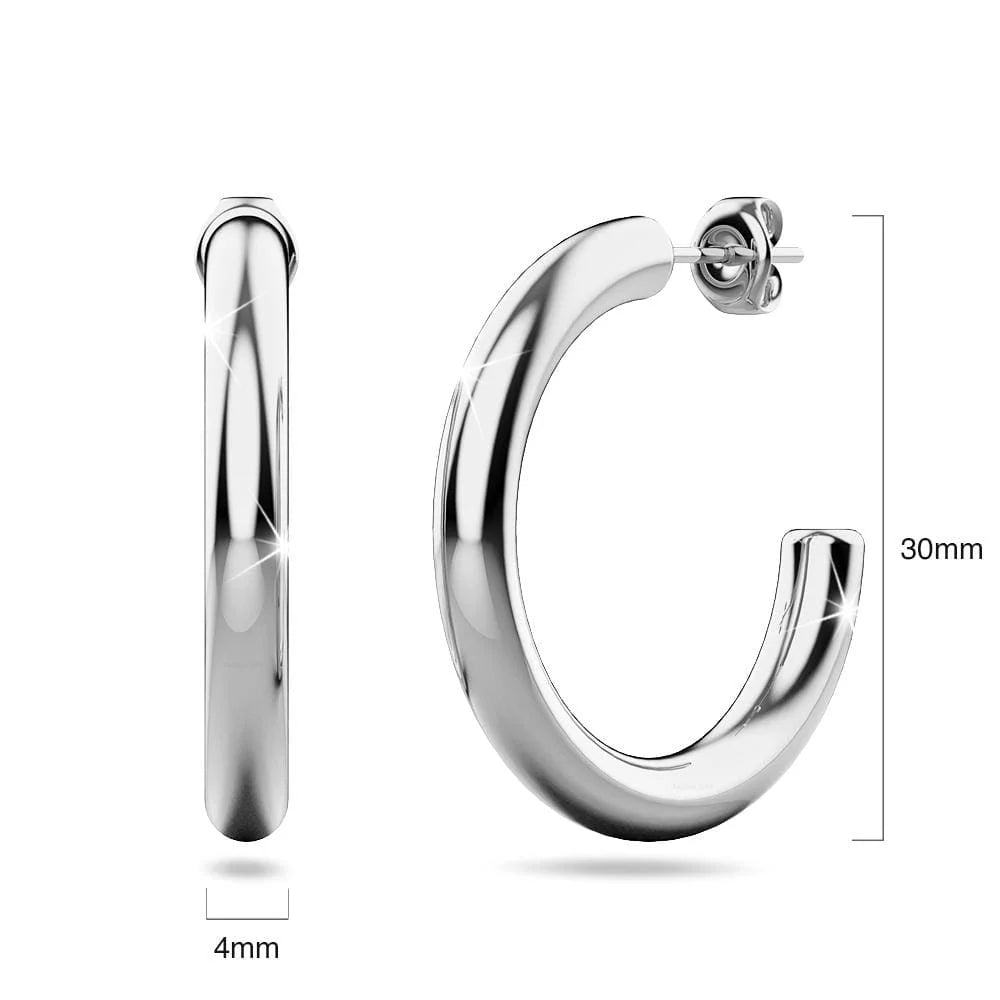 Bullion Gold Erica White Gold Hoop Earrings 20mm