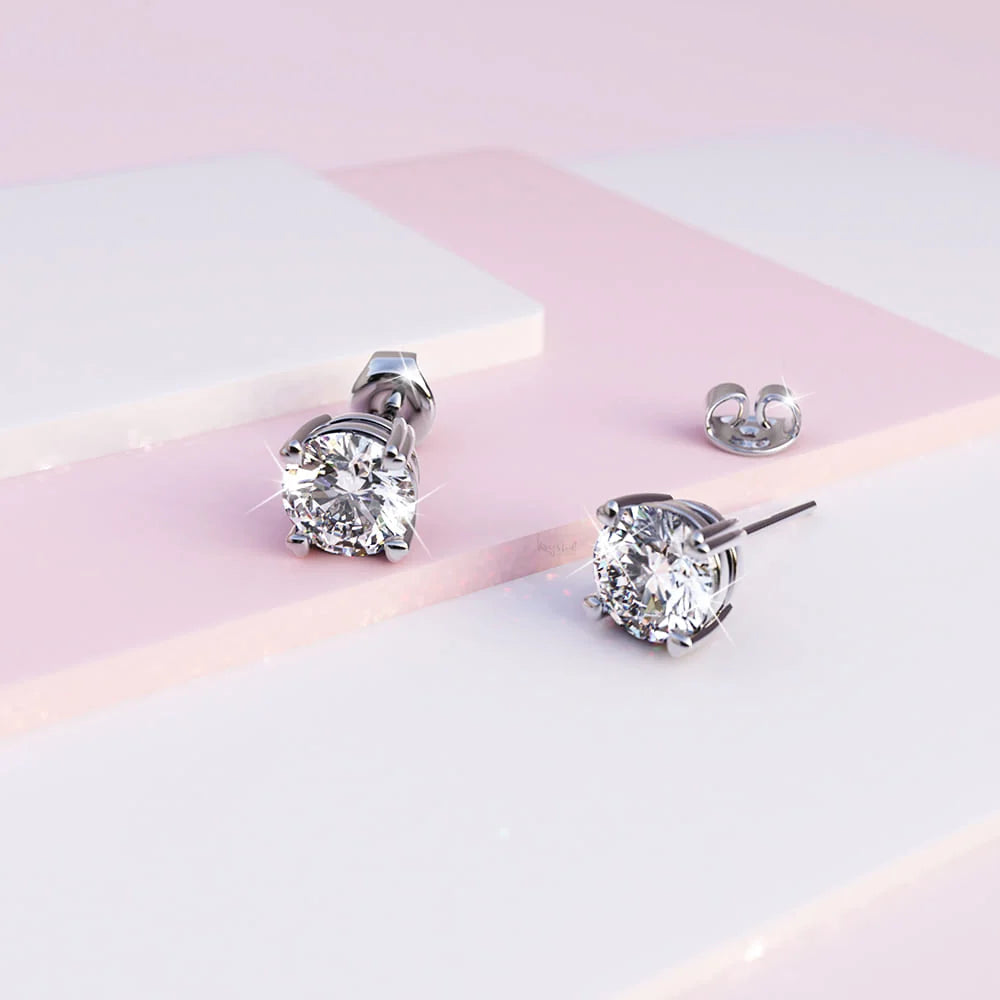 Boxed of Krystal Couture Mineral Glass Watch & Earrings Embellished with Crystals from SWAROVSKI® Set in White Gold