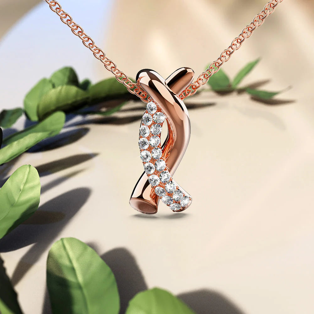 Krystal Couture Intertwined Rose Gold Pendant Necklace Embellished with SWAROVSKI Crystals
