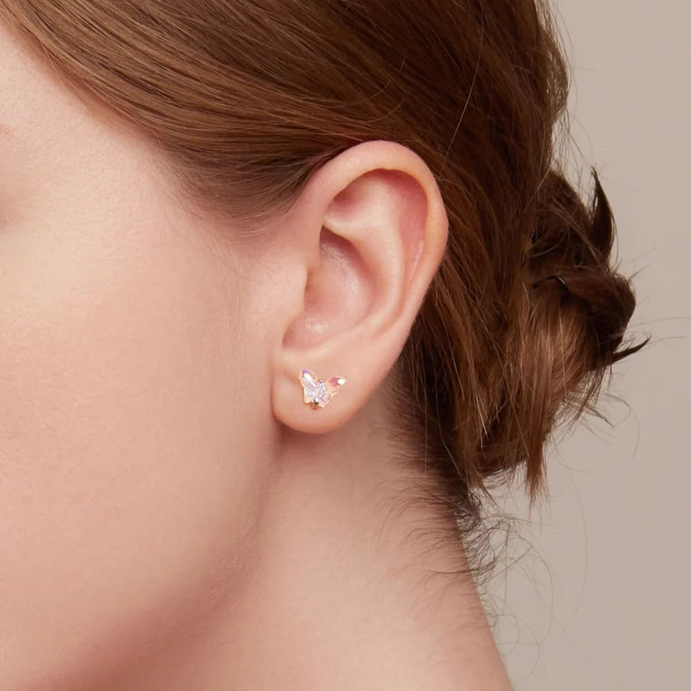 Solid 925 Signature Silver Butterfly Goddess Stud Earrings