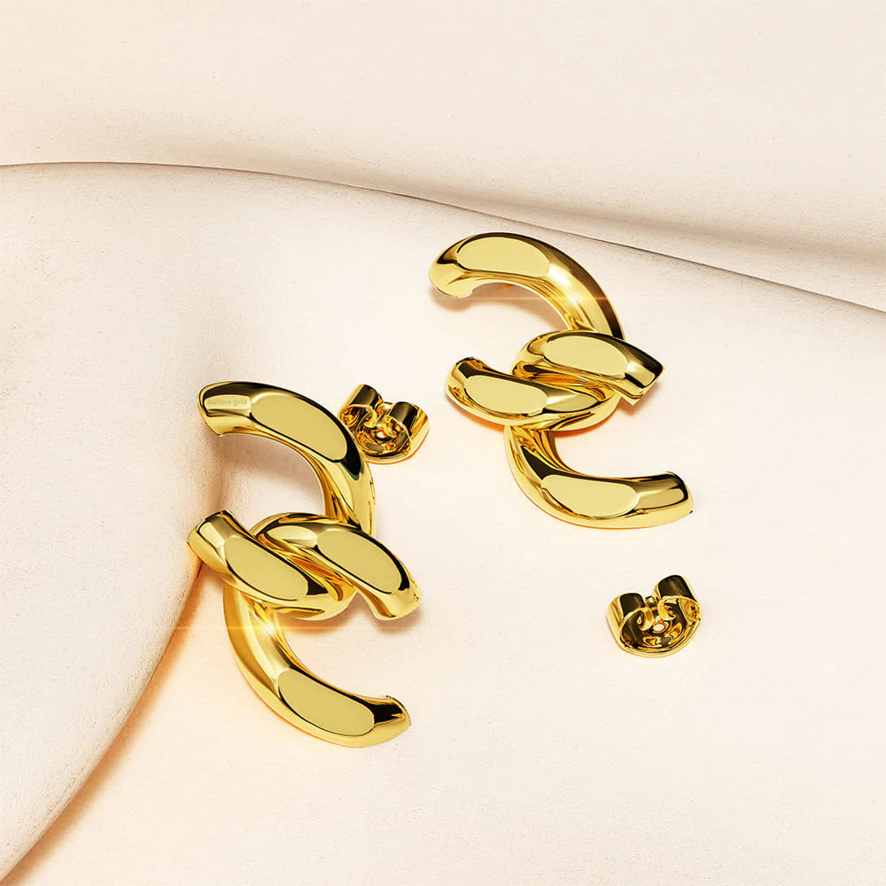 Bullion Gold Gilded Glamour Earrings in Gold