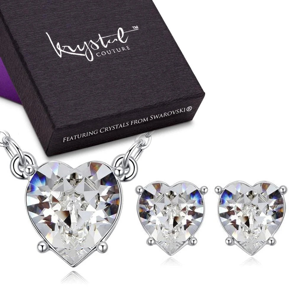Boxed Heart Dazzle Necklace And Earrings Set Embellished with SWAROVSKI® crystals