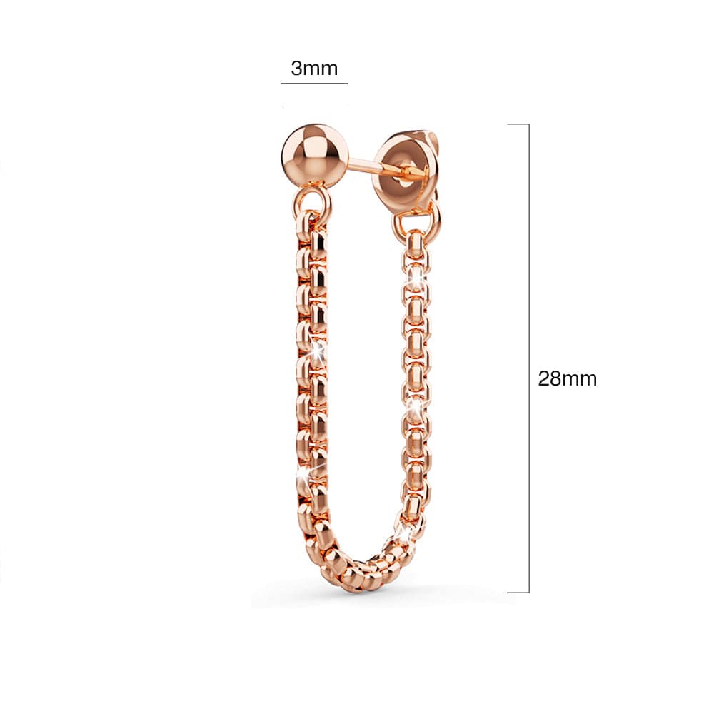 Bullion Gold Zeus Connector Ball Stud Rose Gold Layered Earrings