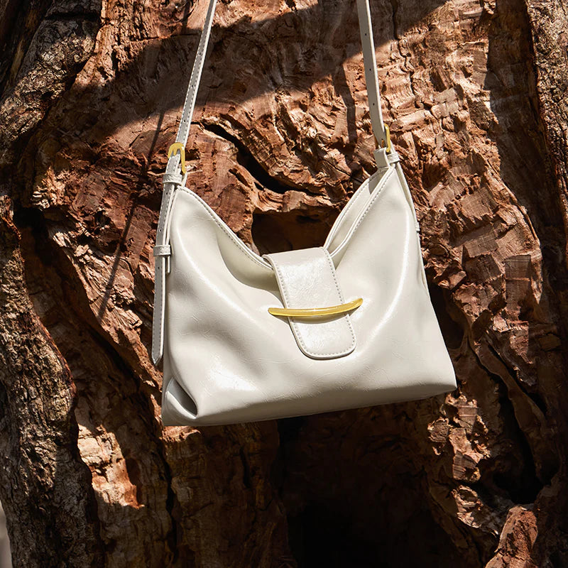 Nalandu Luxe Glossy Hobo Shoulder Bag - White