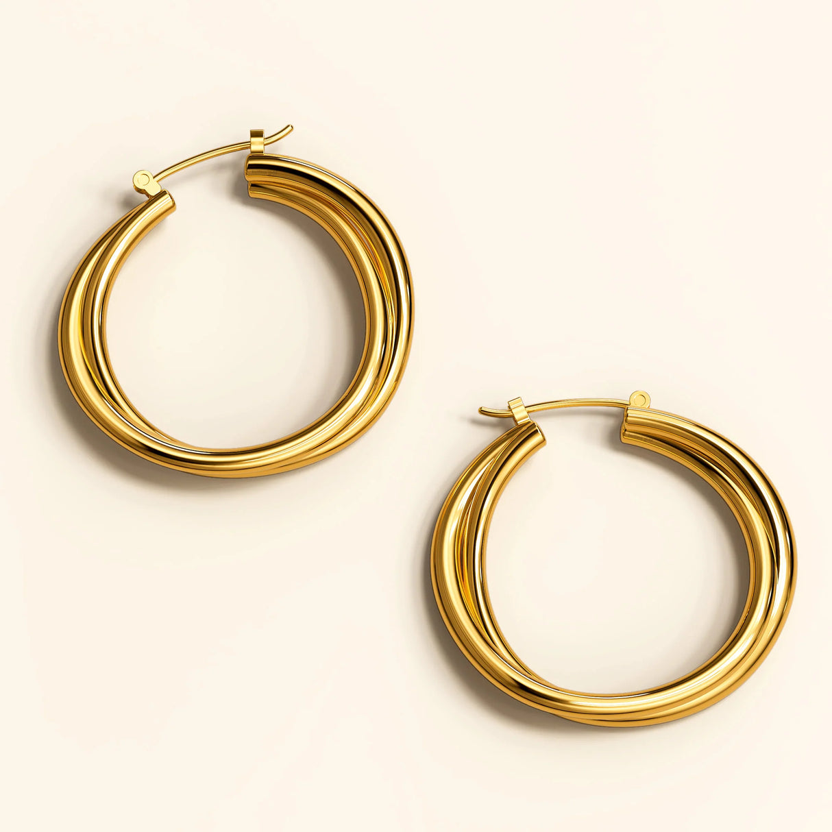 Bullion Gold Subtle Hoop Gold Layered Earrings