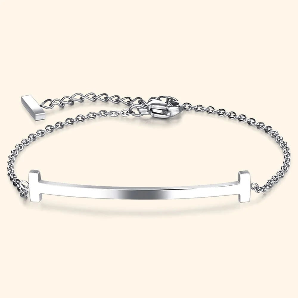 Bullion Gold Sleek Bar Bracelet White Gold
