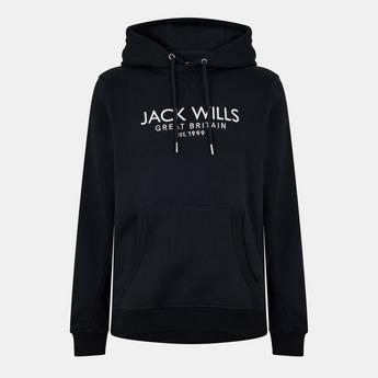 Jack Wills Men's Batsford Graphic Logo Hoodie - Black