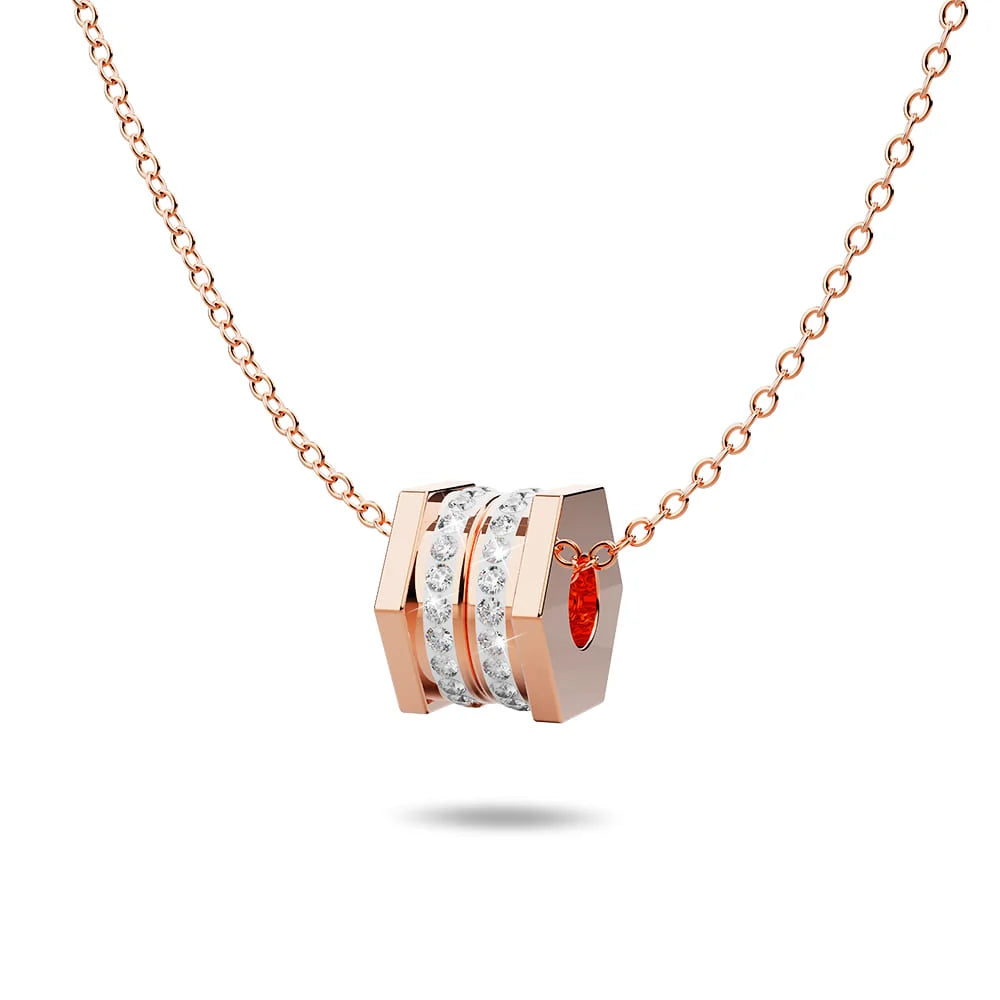 Boxed Carrie Glitz Bangle and Necklace Set In Rose Gold