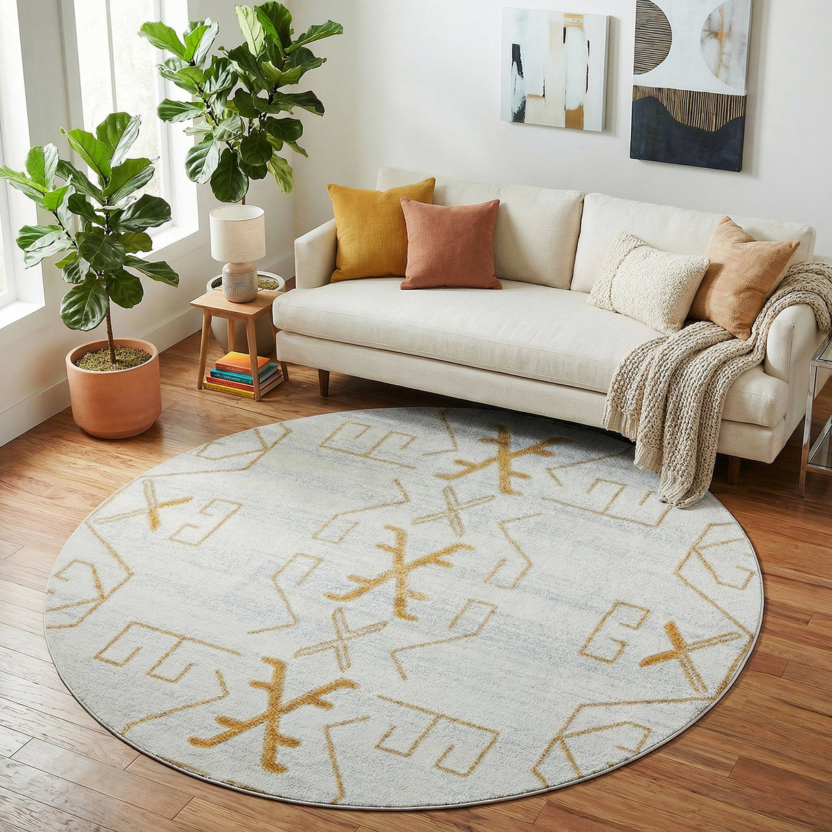 Paradise Cala Gold Round Rug